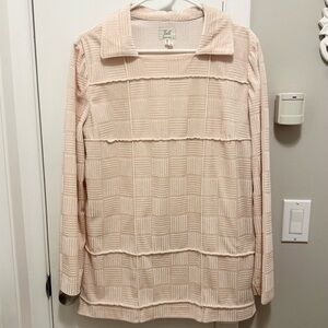Joelle by Gruppo La Perla Italy Textured Soft Velour Sleep Shirt Women’s L cream